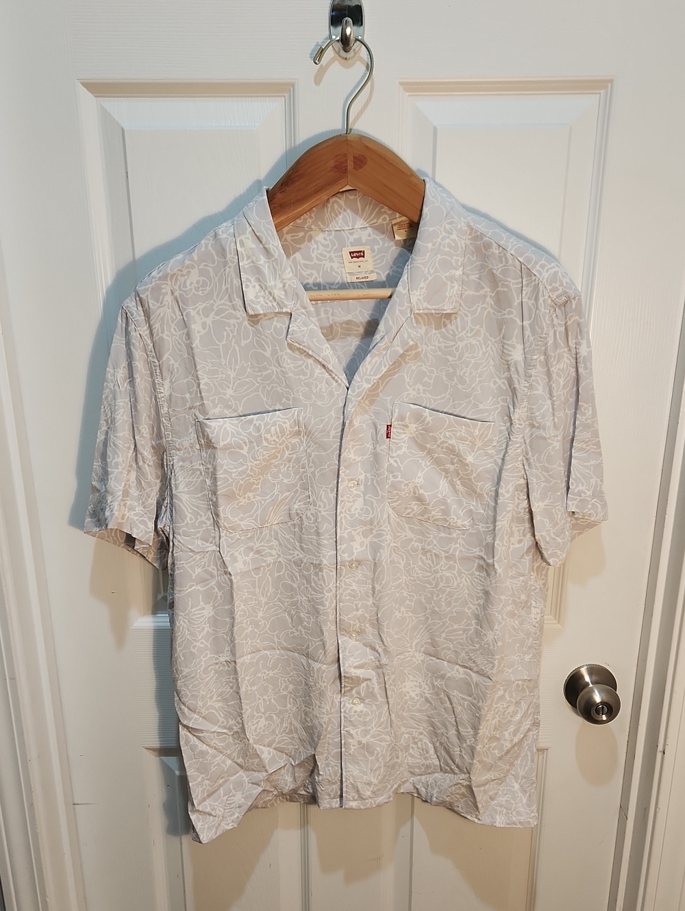 Levi's Light Tan and Cream Floral Camp Shirt